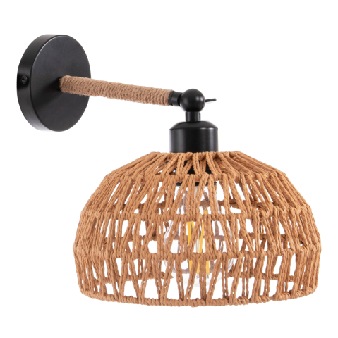 Iluminat de perete - WALL SCONCE GLIDE HM4475 METAL BASE-HEMP ROPE-[E27] 22x22x35-21Hcm.