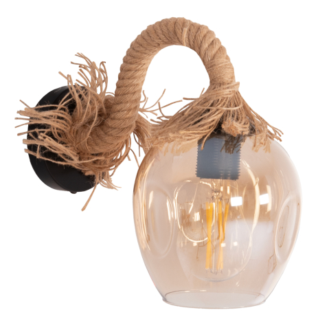 Iluminat de perete - WALL SCONCE POPPER HM4481 METAL-ROPE-GLASS 14.5x26x24Hcm.