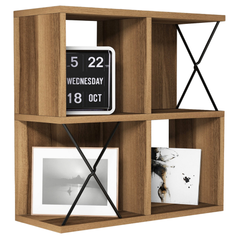 Rafturi de perete - WALL SHELF ΗΜ9520.02 MELAMINE IN WALNUT COLOR 60x24x60Hcm.