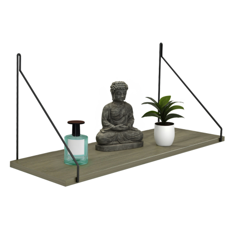 Rafturi de perete - WALL SHELF AGILAN HM9183.12 MELAMINE IN OLIVE GREY 72x20x27Hcm.