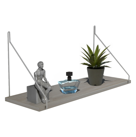 Rafturi de perete - WALL SHELF AGILAN HM9183.14 MELAMINE IN SONOMA-WHITE METAL 72x20x27Hcm.