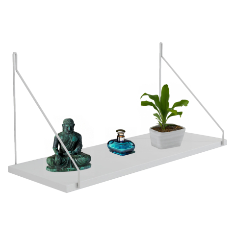 Rafturi de perete - WALL SHELF AGILAN HM9183.15 MELAMINE IN WHITE-WHITE METAL 72x20x27Hcm.