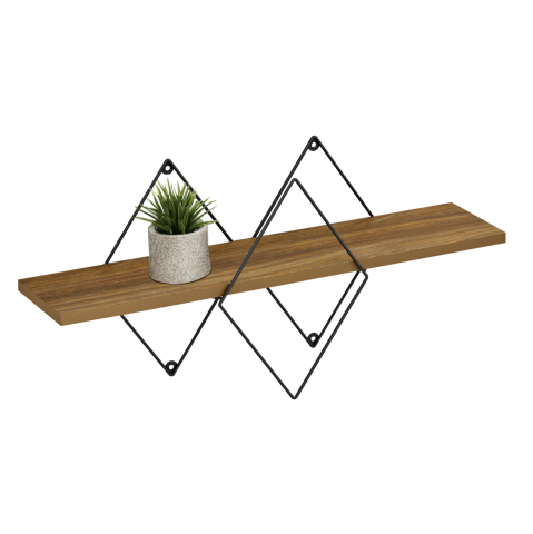 Rafturi de perete - WALL SHELF CHANTRIA HM8934.11 MELAMINE IN OAK COLOR-METAL IN BLACK 60x14x36Hcm.
