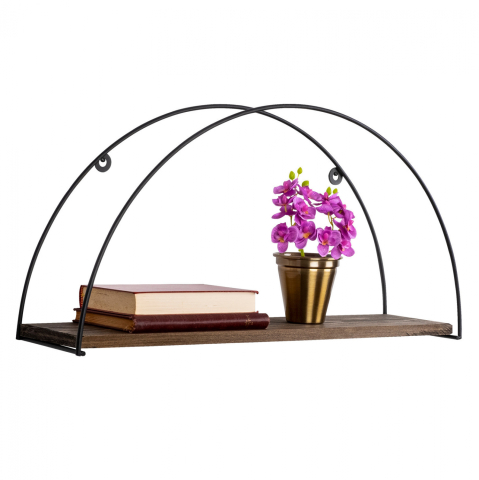 Rafturi de perete - WALL SHELF MADE OF FIR WOOD AND BLACK METAL HM9112.01 60x15x30Y cm.