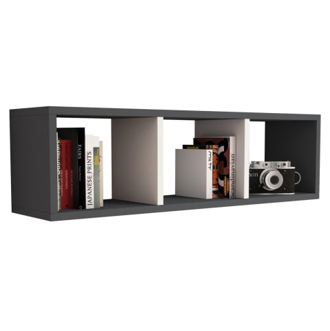 Biblioteci - WALL SHELF MELAMINE GREY and WHITE 90x22x25,6Hcm.HM9228.13