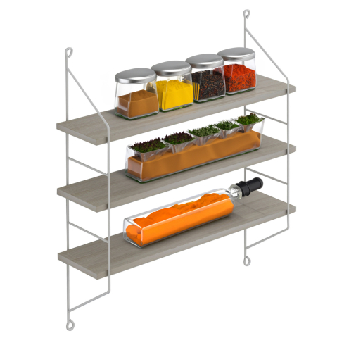 Rafturi de perete - WALL SHELVES ACHALA HM9185.15 MELAMINE IN SONOMA-WHITE FRAME 60x15x68Hcm.