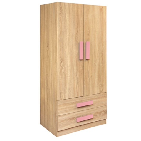 Camera copiilor - Wardrobe 2 Door Playroom Sonama-Pink HM335+HM336.02 80X50X180cm