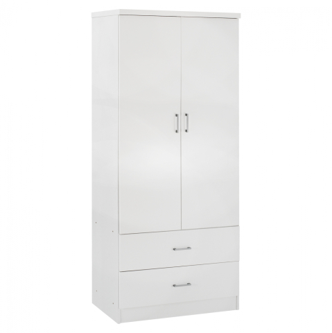 Interior - WARDROBE 2 DOORS WITH 2 DRAWERS HM338.05 WHITE 80Χ42,5Χ180,5Υ cm.