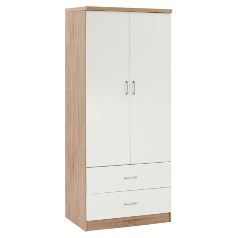 Interior - WARDROBE 2 DOORS WITH 2 DRAWERS HM338.06 SONAMA-WHITE 80Χ42,5Χ180,5Υ cm.