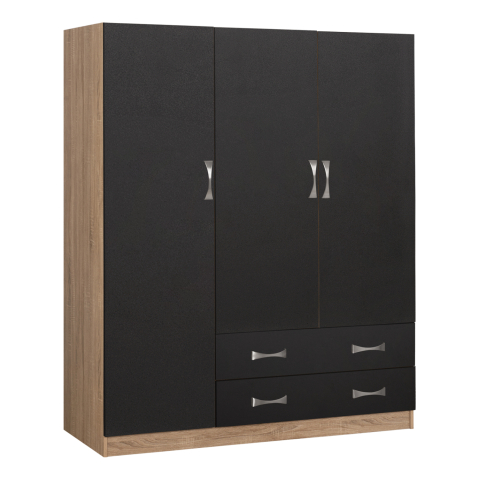 Interior - Wardrobe 3 Doors Carly HM384.04 with 2 drawers Sonama-Grey 150x55x180cm