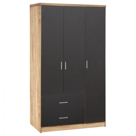 Interior - Wardrobe 3 Doors with 2 drawers HM340.04 Sonama 89.2x42x181cm