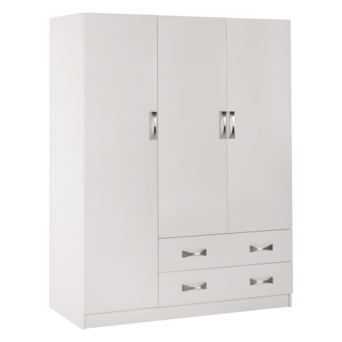 Interior - WARDROBE 3-LEAF CARLY HM384.05 WITH 2 DRAWERS IN WHITE COLOR 150X55Χ180Hcm.