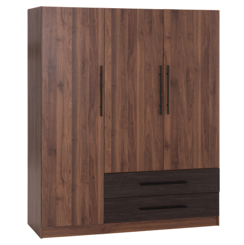 Interior - WARDROBE 3-LEAF WITH 2 DRAWERS CARYS HM746.11 MELAMINE IN WALNUT/ZEBRANO 150x55.5x180Hcm