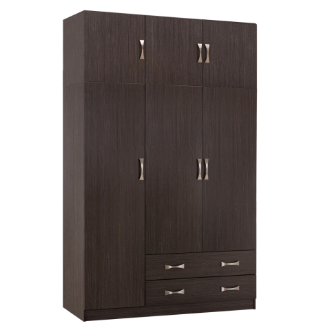 Interior - WARDROBE 3-LEAF WITH LOFT CARLY HM10891.01 MELAMINE IN ZEBRANO 150x55x240Hcm