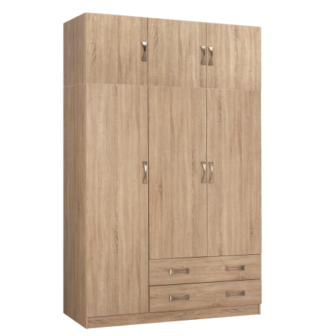 Interior - WARDROBE 3-LEAF WITH LOFT CARLY HM10891.02 MELAMINE IN SONAMA 150x55x240Hcm