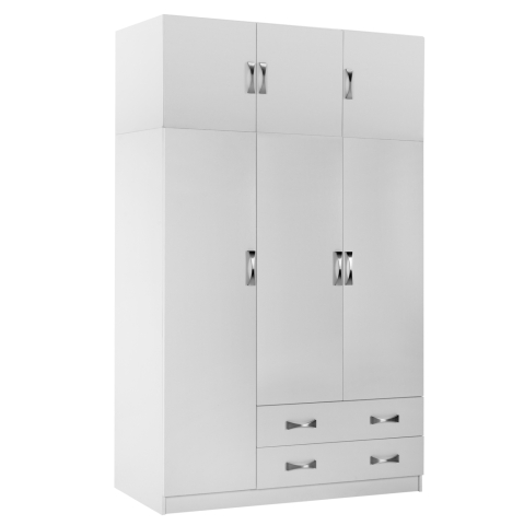 Interior - WARDROBE 3-LEAF WITH LOFT CARLY HM10891.05 MELAMINE IN WHITE 150x55x240Hcm