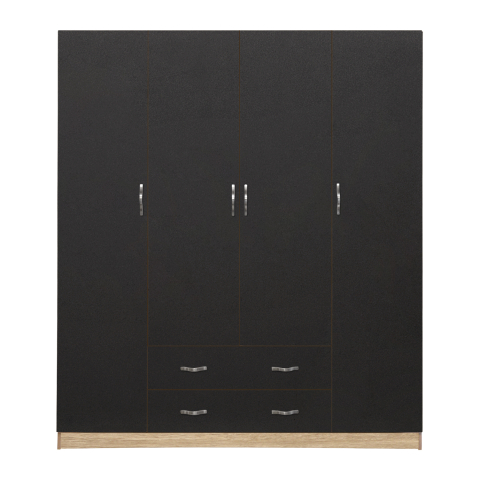 Interior - Wardrobe 4 Doors with 2 drawers 200Χ56Χ180Hcm. HM353.04 Sonama-Grey