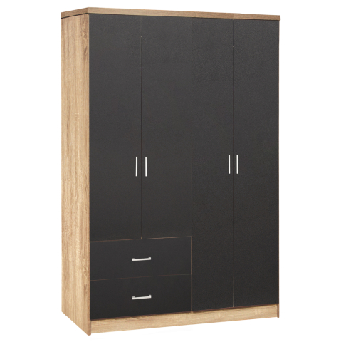 Interior - Wardrobe 4 Doors with 2 drawers HM339.04 Sonama-Grey 120x42x181cm