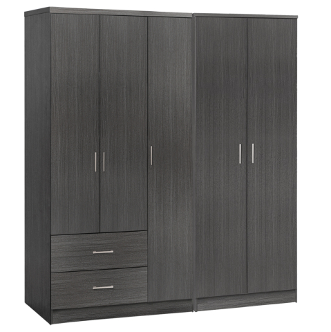 Interior - WARDROBE 5-LEAF CAESAR HM21234.01 MELAMINE IN ZEBRANO COLOR 150x42.5x181Hcm.