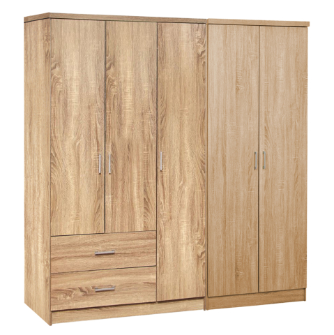 Interior - WARDROBE 5-LEAF CAESAR HM21234.02 MELAMINE IN SONAMA COLOR 150x42.5x181Hcm.