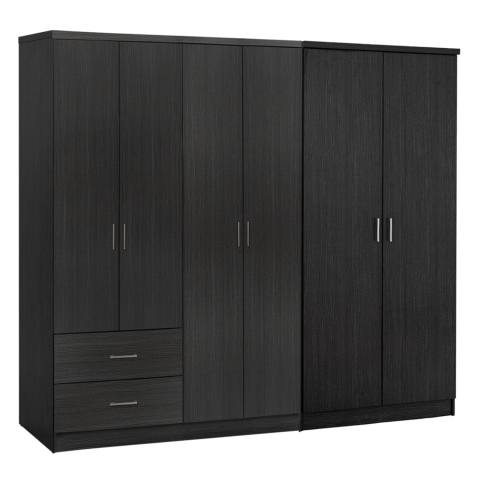 Interior - WARDROBE 6-LEAF BLAKELY HM21235.01 MELAMINE IN ZEBRANO COLOR 201x43x181Hcm.