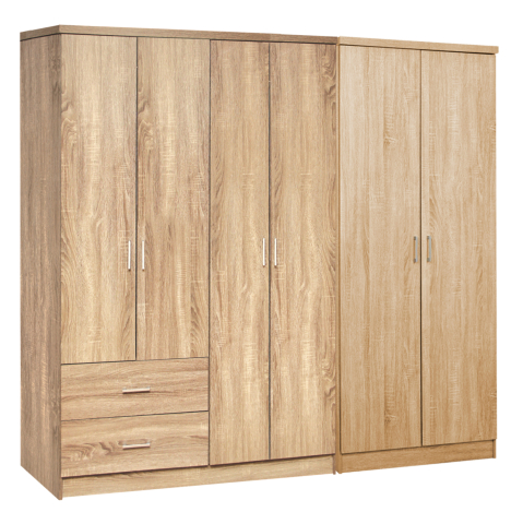 Interior - WARDROBE 6-LEAF BLAKELY HM21235.02 MELAMINE IN SONAMA COLOR 201x43x181Hcm.