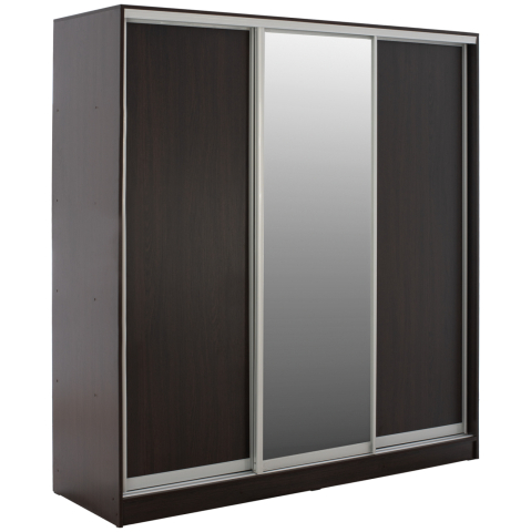 Interior - WARDROBE ADLER SLIDING MELAMINE WENGE WITH MIRROR 3-LEAF 240x60x240H HM2462.02