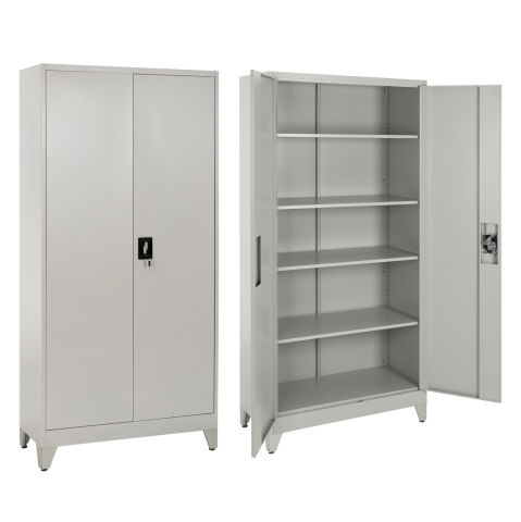 Dulapuri metalice - WARDROBE METALLIC DURON HM12001 2-LEAF WITH 5 STORAGE SPACES and LEGS-GREY 90Χ40Χ190Hcm.