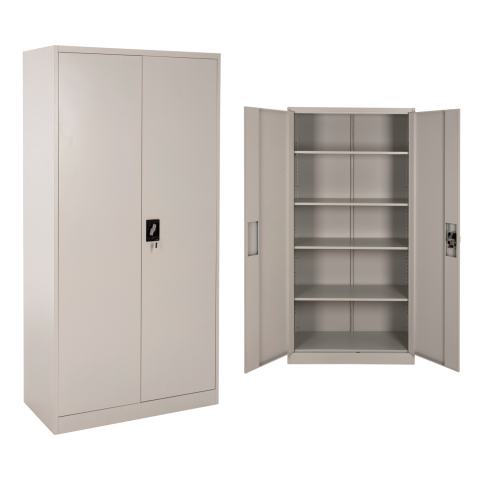 Dulapuri metalice - WARDROBE METALLIC HM5959.01 2-LEAF WITH 5 STORAGE SPACES LIGHT GREY 90Χ40Χ180Hcm.