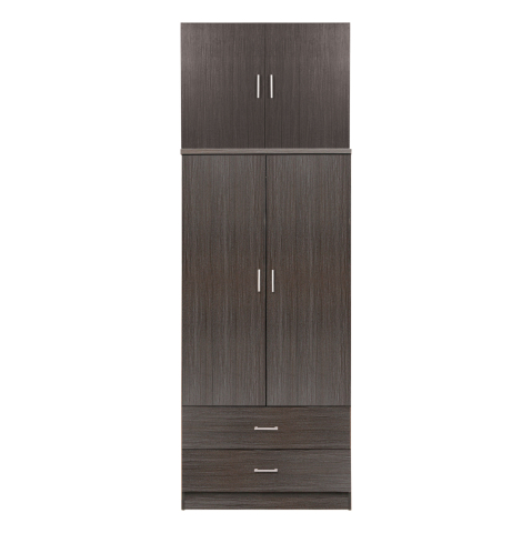 Dulapuri - WARDROBE REINA HM21061.01 2-LEAF WITH UPPER CABINET and 2 DRAWERS-MELAMINE IN ZEBRANO 80x42x241Hcm.
