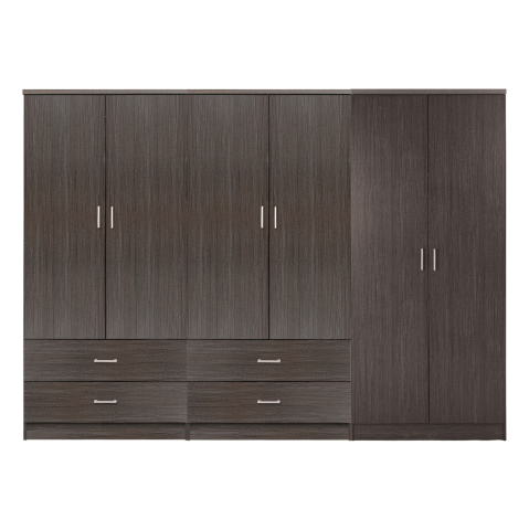 Dulapuri - WARDROBE REINA HM21062.01 6-LEAF WITH 4 DRAWERS-MELAMINE IN ZEBRANO COLOR 240x43x181Hcm.