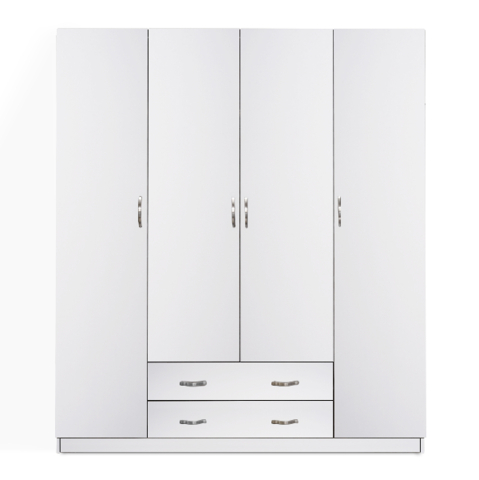 Dulapuri - WARDROBE WITH 2 DRAWERS 4-LEAF AZALEA FB9353.05 MELAMINE IN WHITE 200x55.5x180Hcm.