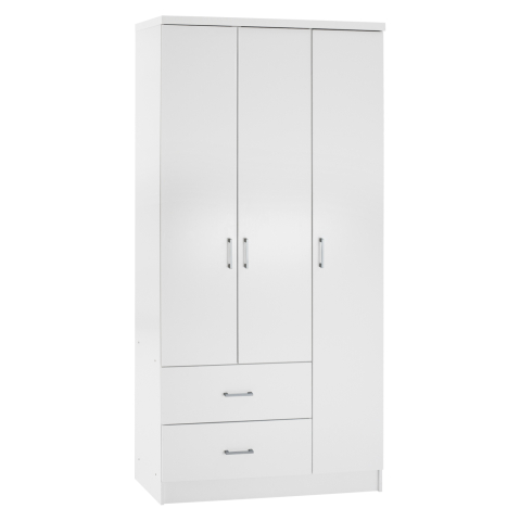 Interior - WARDROBE WITH 3 DOORS AND 2 DRAWERS HM340.05 IN WHITE 89x42,5x181 cm.