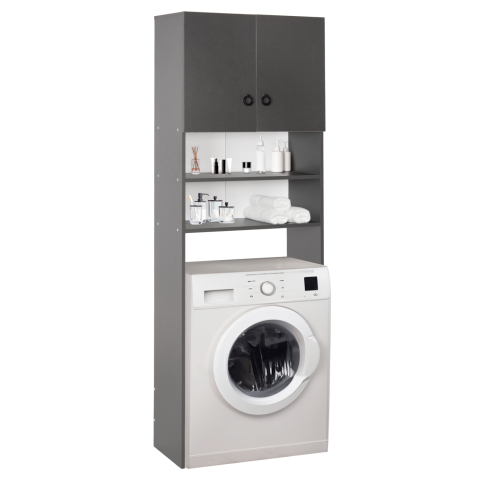 Dulapuri pentru pantofi - WASHING MACHINE FURNITURE TERRY HM9122.13 WITH CABINET AND SHELVES MELAMINE GREY 64Χ29Χ181Hcm.