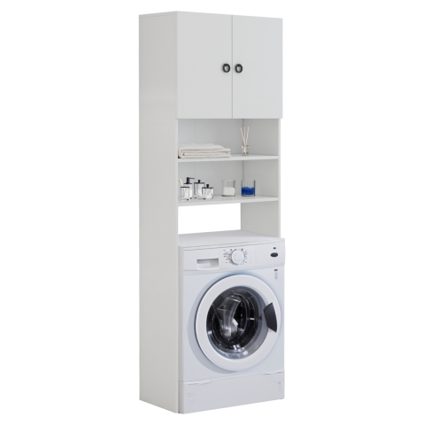 Interior - WASHING MACHINE FURNITURE TERRY WITH CABINET AND SHELVES MELAMINE WHITE 64Χ27Χ180Hcm.HM9122.11