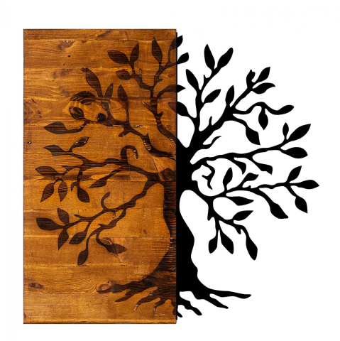 Decoratiuni de perete - WOOD WALL DECORATION WITH METALLIC TREE 58X58 HM7220