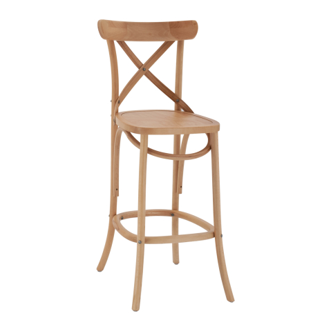 Interior - Wooden bar stool Gioliana HM8750.05 beech wood in dark honey color with polywood seat 46x46x102