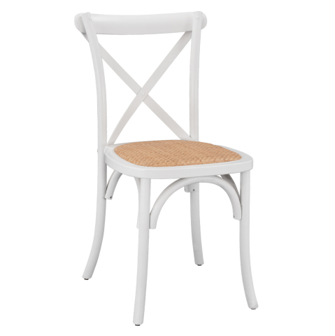 Interior - Wooden chair Owen Stackable from beech wood in white color with crossed back HM8575.14 48x53x90 cm