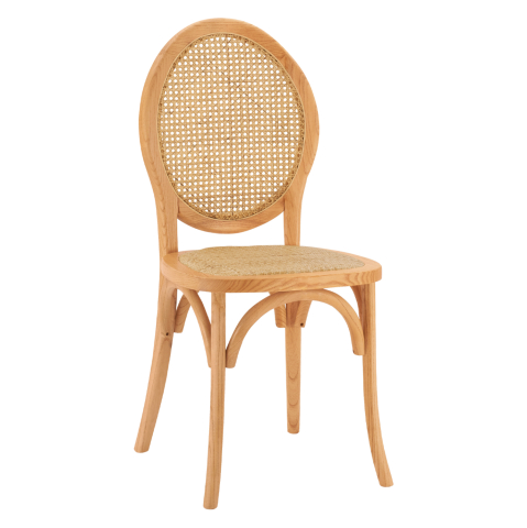 Interior - Wooden chair with oval back and rattan in natural color HM8745.01 45x50x97