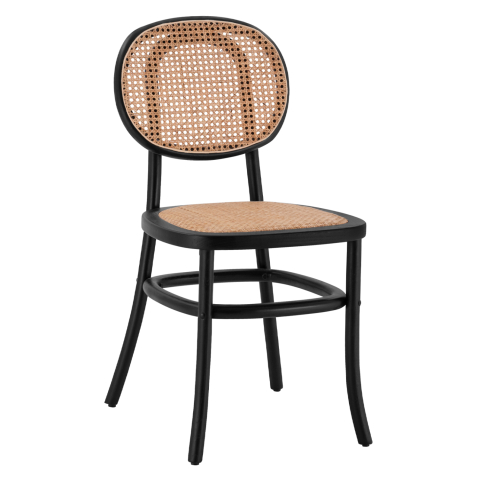 Interior - Wooden chair with rattan in black color HM8747 44x51x87cm