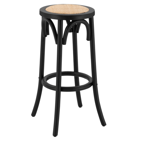 Interior - Wooden stool from beech wood black wuth mat 36'x70xm HM8751.02