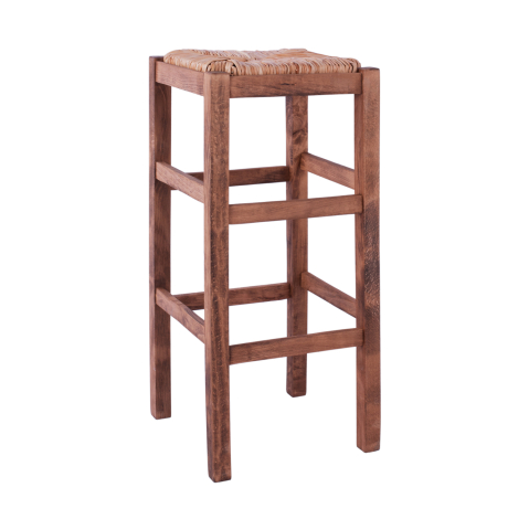 Taburete - Wooden stool without back with straw HM10378.01