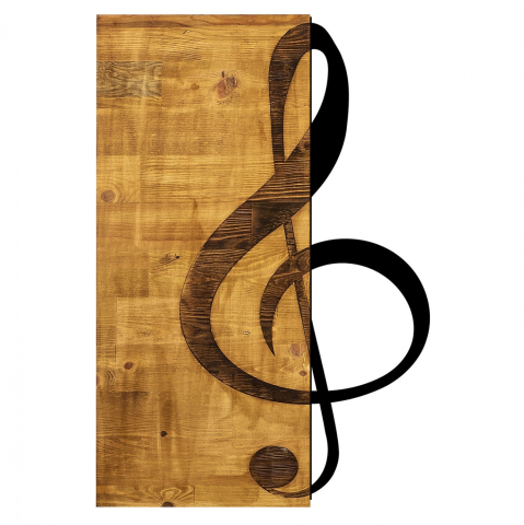 Decoratiuni de perete - Wooden Wall Decoration with Black Metal Sol Key HM7222 39x58 cm.