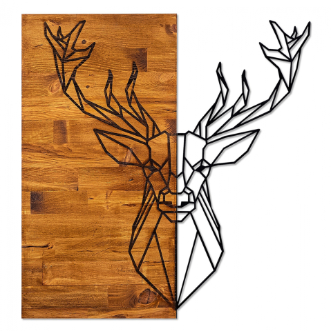 Decoratiuni de perete - WOODEN WALL DECORATION WITH METAL REINDEΕR HM7332 56Χ3Χ58 cm.