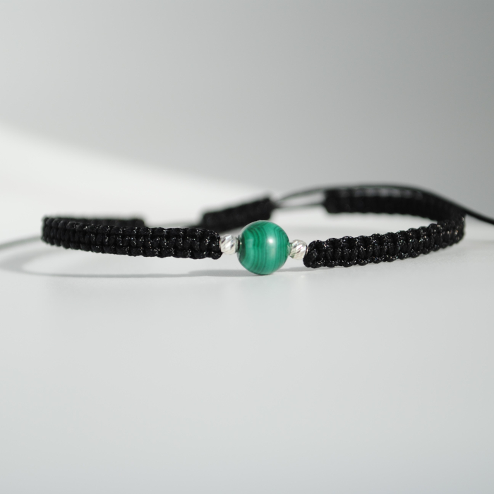 Brățară Malachit Natural 6 mm – Zodia Taur | Protecție & Abundență, Handmade, Argint 925 [3]