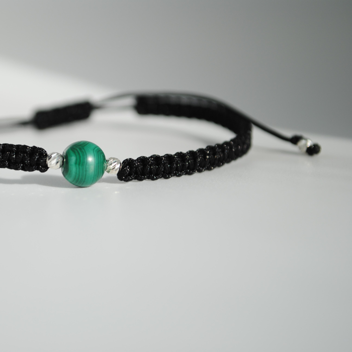 Brățară Malachit Natural 6 mm – Zodia Taur | Protecție & Abundență, Handmade, Argint 925 [4]