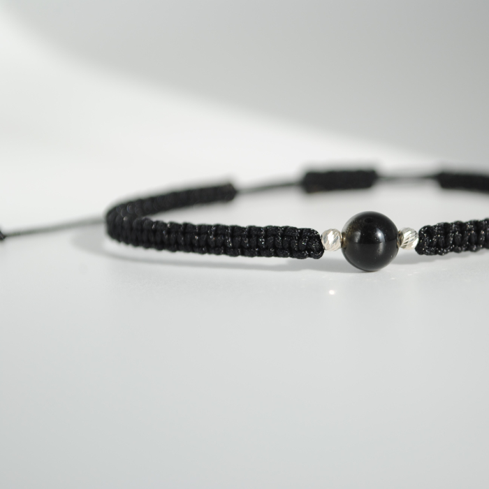 Brățară Obsidian Auriu 6 mm – Zodia Capricorn  Protecție & Claritate, Handmade, Argint 925 [5]