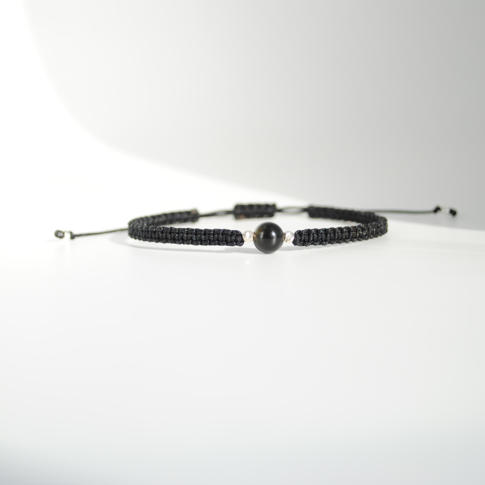 Brățară Obsidian Auriu 6 mm – Zodia Capricorn  Protecție & Claritate, Handmade, Argint 925 [2]