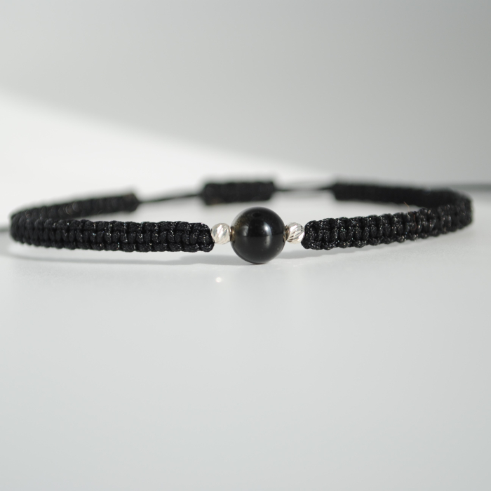 Brățară Obsidian Auriu 6 mm – Zodia Capricorn  Protecție & Claritate, Handmade, Argint 925 [3]