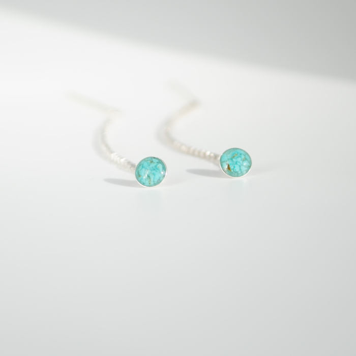 Cercei din argint cu turcoaz natural și rășină UV – model lung, 6.5 cm [5]